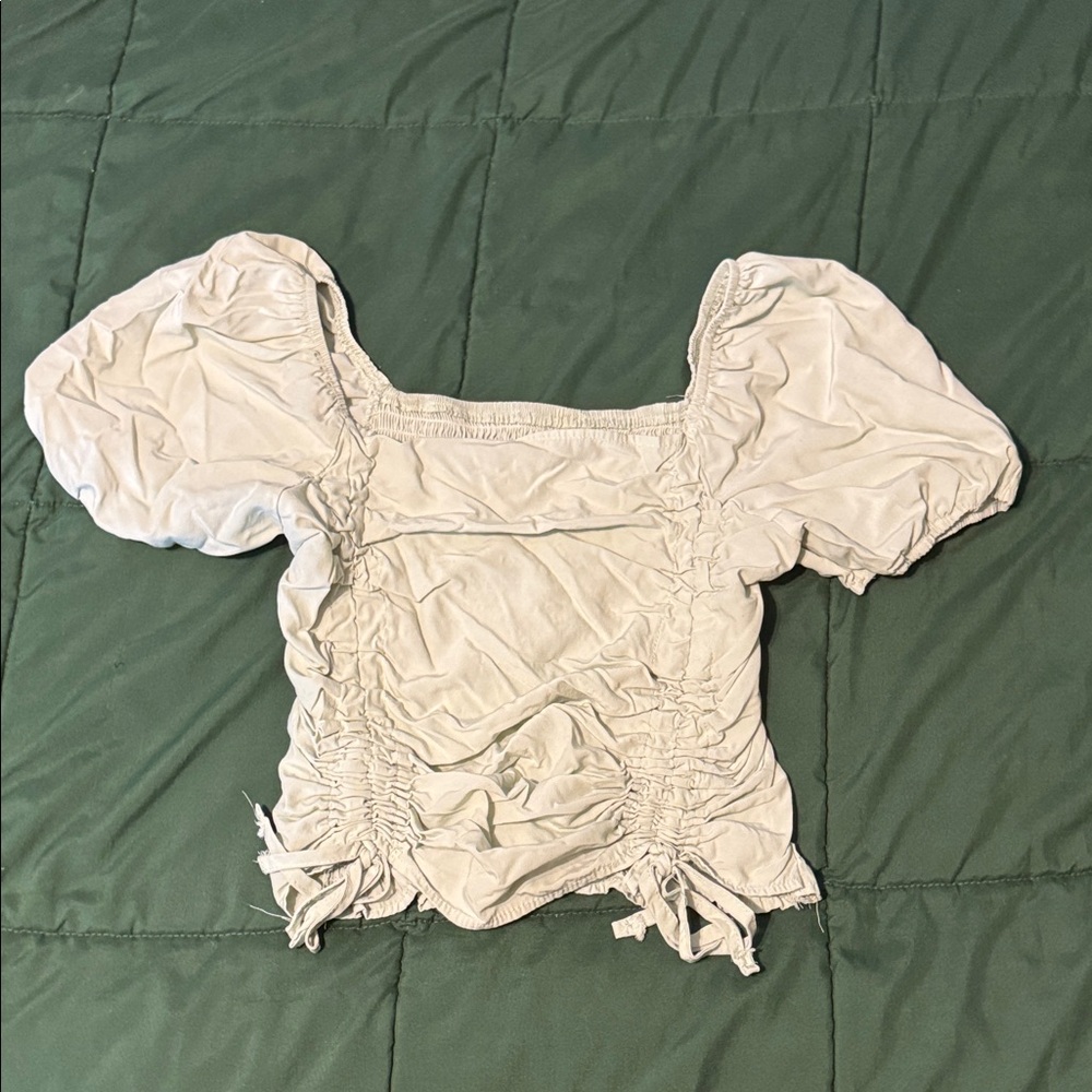 Elegant light sage green Ruched crop Top
